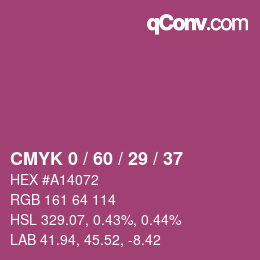 カラーコード: CMYK 0 / 60 / 29 / 37 | qconv.com