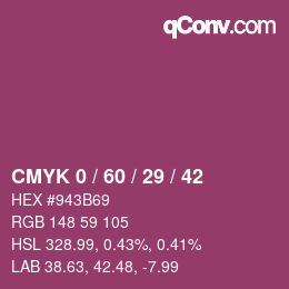 カラーコード: CMYK 0 / 60 / 29 / 42 | qconv.com