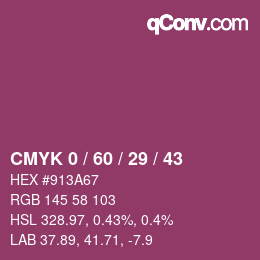カラーコード: CMYK 0 / 60 / 29 / 43 | qconv.com