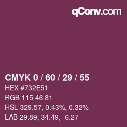カラーコード: CMYK 0 / 60 / 29 / 55 | qconv.com