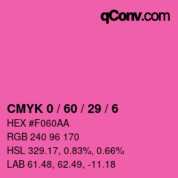 カラーコード: CMYK 0 / 60 / 29 / 6 | qconv.com