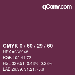 カラーコード: CMYK 0 / 60 / 29 / 60 | qconv.com