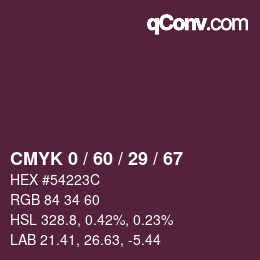 颜色代码: CMYK 0 / 60 / 29 / 67 | qconv.com