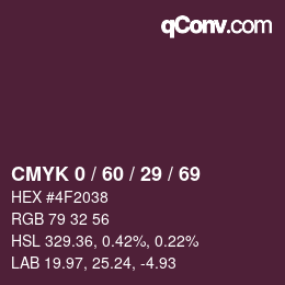 颜色代码: CMYK 0 / 60 / 29 / 69 | qconv.com