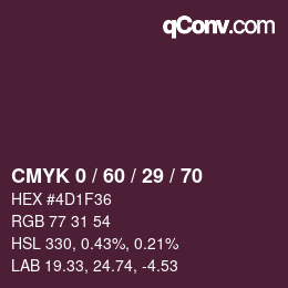 Color code: CMYK 0 / 60 / 29 / 70 | qconv.com
