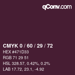 カラーコード: CMYK 0 / 60 / 29 / 72 | qconv.com