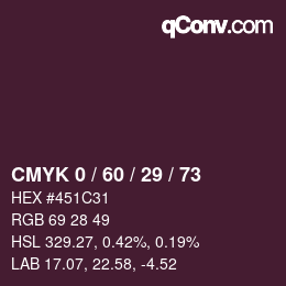 カラーコード: CMYK 0 / 60 / 29 / 73 | qconv.com