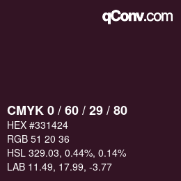 カラーコード: CMYK 0 / 60 / 29 / 80 | qconv.com