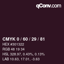 颜色代码: CMYK 0 / 60 / 29 / 81 | qconv.com