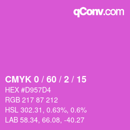 カラーコード: CMYK 0 / 60 / 2 / 15 | qconv.com