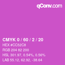 カラーコード: CMYK 0 / 60 / 2 / 20 | qconv.com