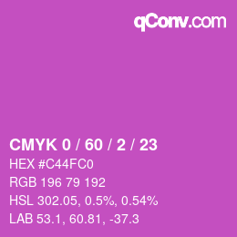 Color code: CMYK 0 / 60 / 2 / 23 | qconv.com