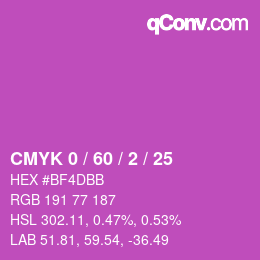 カラーコード: CMYK 0 / 60 / 2 / 25 | qconv.com