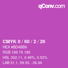 颜色代码: CMYK 0 / 60 / 2 / 26 | qconv.com