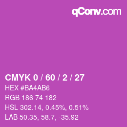 颜色代码: CMYK 0 / 60 / 2 / 27 | qconv.com