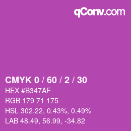 カラーコード: CMYK 0 / 60 / 2 / 30 | qconv.com