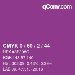 カラーコード: CMYK 0 / 60 / 2 / 44 | qconv.com