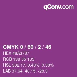 カラーコード: CMYK 0 / 60 / 2 / 46 | qconv.com