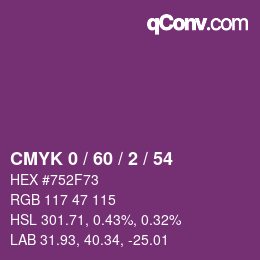 颜色代码: CMYK 0 / 60 / 2 / 54 | qconv.com