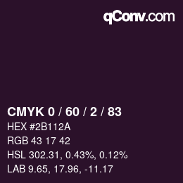 カラーコード: CMYK 0 / 60 / 2 / 83 | qconv.com