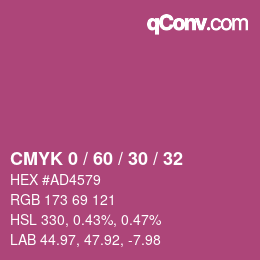カラーコード: CMYK 0 / 60 / 30 / 32 | qconv.com