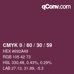 カラーコード: CMYK 0 / 60 / 30 / 59 | qconv.com