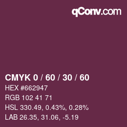 カラーコード: CMYK 0 / 60 / 30 / 60 | qconv.com