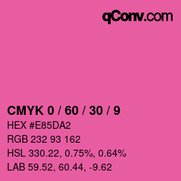 カラーコード: CMYK 0 / 60 / 30 / 9 | qconv.com