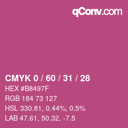 カラーコード: CMYK 0 / 60 / 31 / 28 | qconv.com