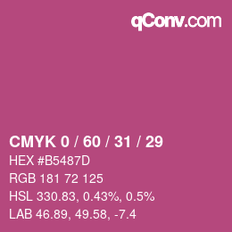 カラーコード: CMYK 0 / 60 / 31 / 29 | qconv.com