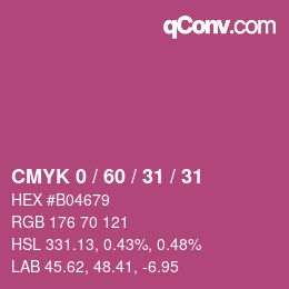 カラーコード: CMYK 0 / 60 / 31 / 31 | qconv.com