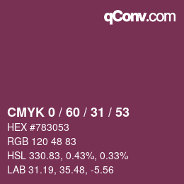 Color code: CMYK 0 / 60 / 31 / 53 | qconv.com