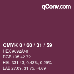 カラーコード: CMYK 0 / 60 / 31 / 59 | qconv.com