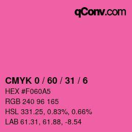 カラーコード: CMYK 0 / 60 / 31 / 6 | qconv.com