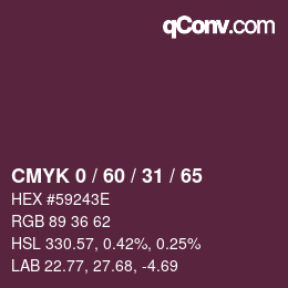 カラーコード: CMYK 0 / 60 / 31 / 65 | qconv.com