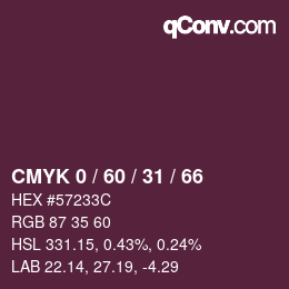 カラーコード: CMYK 0 / 60 / 31 / 66 | qconv.com