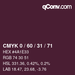 カラーコード: CMYK 0 / 60 / 31 / 71 | qconv.com