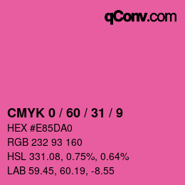 カラーコード: CMYK 0 / 60 / 31 / 9 | qconv.com