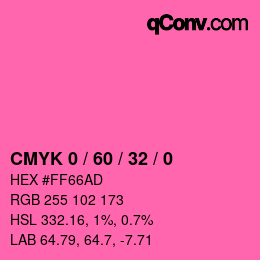 カラーコード: CMYK 0 / 60 / 32 / 0 | qconv.com