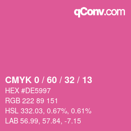 カラーコード: CMYK 0 / 60 / 32 / 13 | qconv.com