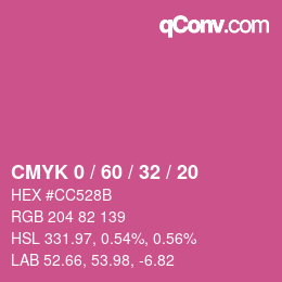 カラーコード: CMYK 0 / 60 / 32 / 20 | qconv.com