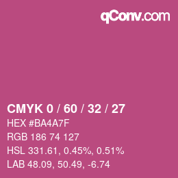 カラーコード: CMYK 0 / 60 / 32 / 27 | qconv.com
