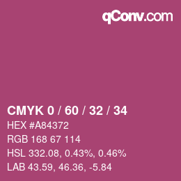 カラーコード: CMYK 0 / 60 / 32 / 34 | qconv.com