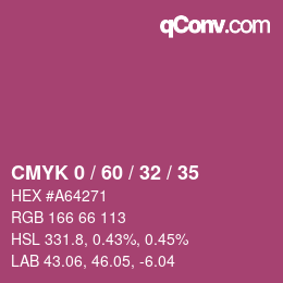 カラーコード: CMYK 0 / 60 / 32 / 35 | qconv.com