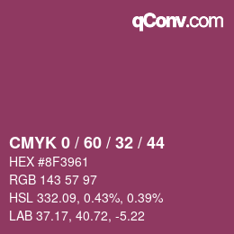 カラーコード: CMYK 0 / 60 / 32 / 44 | qconv.com