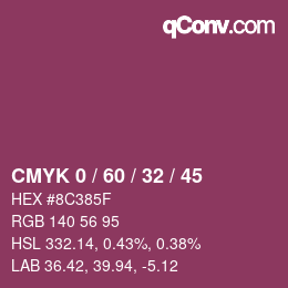 颜色代码: CMYK 0 / 60 / 32 / 45 | qconv.com