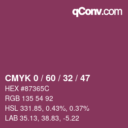 颜色代码: CMYK 0 / 60 / 32 / 47 | qconv.com