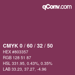 カラーコード: CMYK 0 / 60 / 32 / 50 | qconv.com
