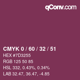 カラーコード: CMYK 0 / 60 / 32 / 51 | qconv.com