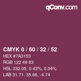カラーコード: CMYK 0 / 60 / 32 / 52 | qconv.com